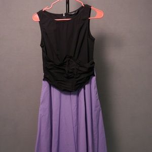 eShakti Black & Lavender Waist Detail Dress